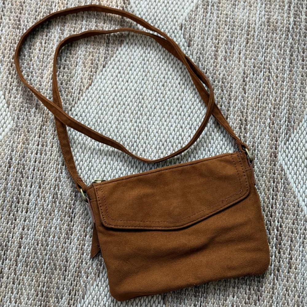 Brown Suede Crossbody